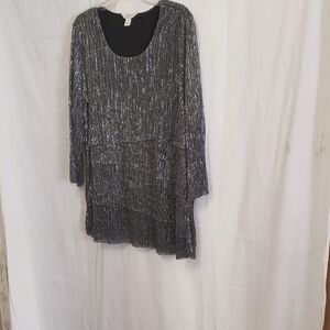 Shimmery Silver/Black Plus Size Blouse